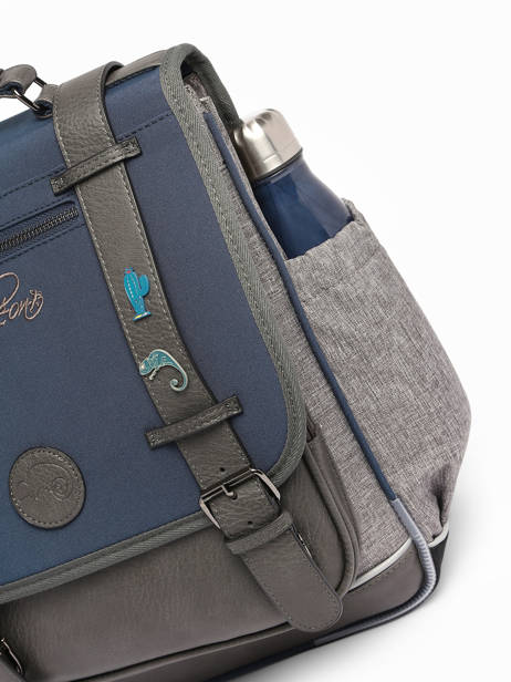 2-compartment  Backpack Cameleon Blue vintage pin's SD39 other view 6