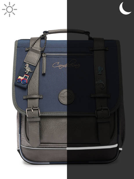 2-compartment  Backpack Cameleon Blue vintage pin's SD39 other view 7