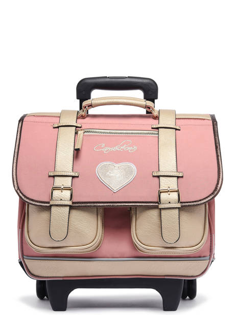 Cartable  Roulettes Enfant 2 Compartiments Cameleon Rose vintage fantasy CR38