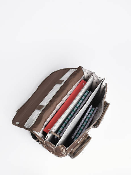 Cartable Enfant 3 Compartiments Cameleon Marron vintage urban CA41 vue secondaire 4