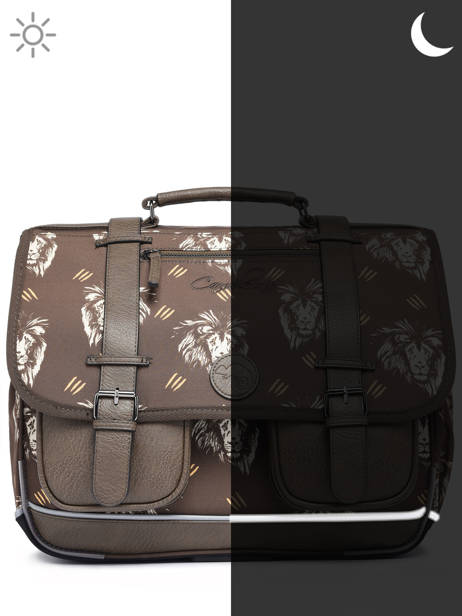 Cartable Enfant 3 Compartiments Cameleon Marron vintage urban CA41 vue secondaire 7