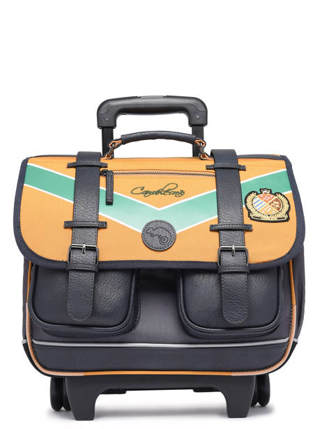 Cartable  Roulettes Enfant 2 Compartiments Cameleon Jaune vintage urban CR38