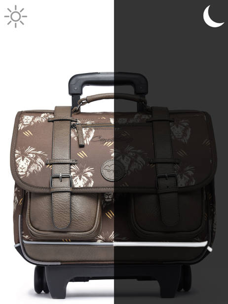 Cartable à Roulettes Enfant 2 Compartiments Cameleon Marron vintage urban CR38 vue secondaire 8