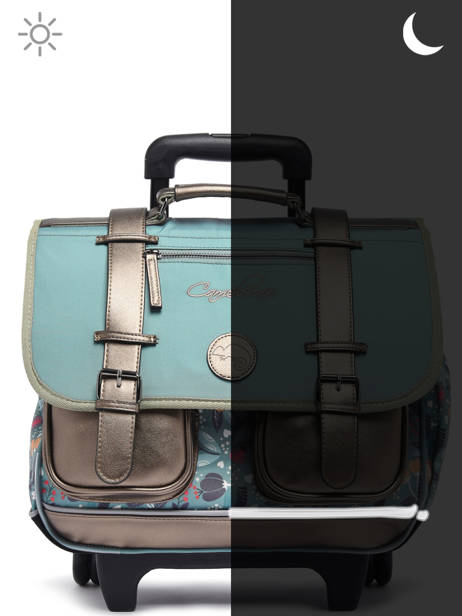 Cartable à Roulettes Enfant 2 Compartiments Cameleon Vert vintage fantasy CR38 vue secondaire 7
