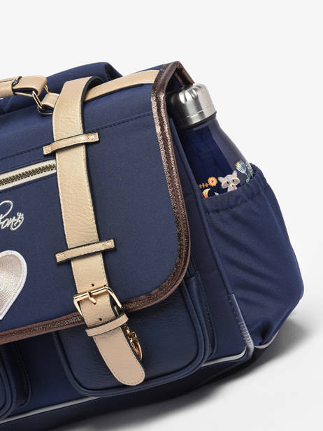 Boekentas Kinderen 3 Compartimenten Cameleon Blauw vintage fantasy CA41 ander zicht 6