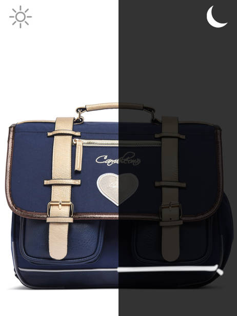 Boekentas Kinderen 3 Compartimenten Cameleon Blauw vintage fantasy CA41 ander zicht 7