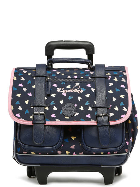 Cartable  Roulettes Enfant 2 Compartiments Cameleon Bleu vintage fantasy CR38
