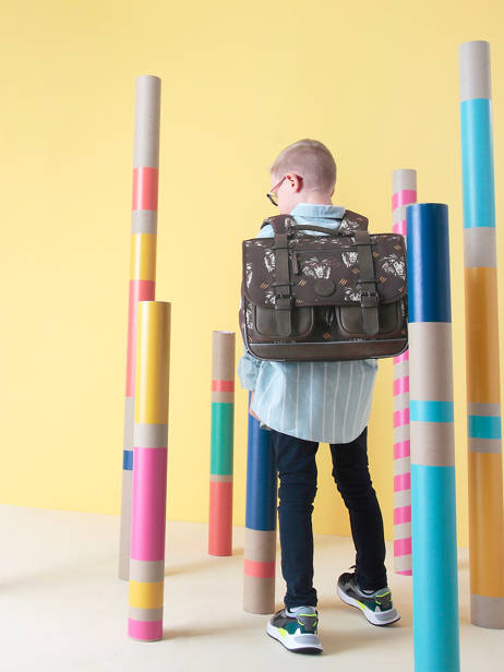 Cartable Enfant 2 Compartiments Cameleon Marron vintage urban CA38 vue secondaire 1