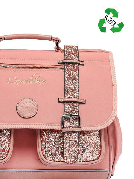 Satchel For Kids 2 Compartments Cameleon Pink vintage fantasy CA35 other view 3