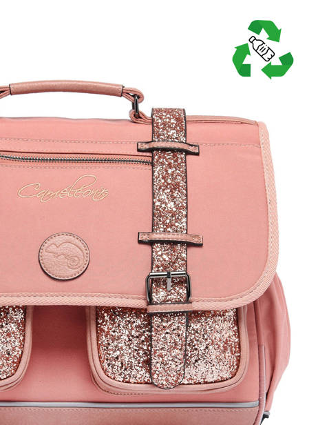 Satchel For Kids 2 Compartments Cameleon Pink vintage fantasy CA38 other view 3