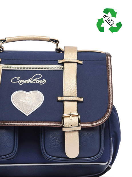 Boekentas Kinderen 3 Compartimenten Cameleon Blauw vintage fantasy CA41 ander zicht 2