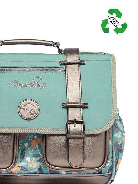 Satchel For Kids 3 Compartments Cameleon Green vintage fantasy CA41 other view 2
