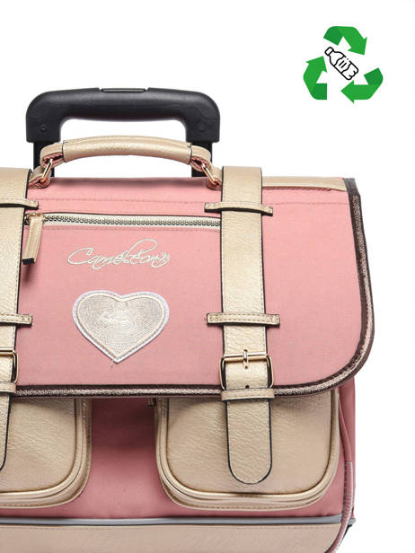 Cartable à Roulettes Enfant 2 Compartiments Cameleon Rose vintage fantasy CR38 vue secondaire 3