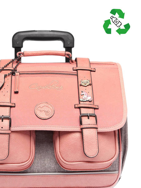 3-compartment  Satchel Cameleon Pink vintage pin's CA41 other view 2