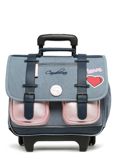 Boekentas Op Wieltjes Kinderen 2 Compartimenten Cameleon Blauw vintage fantasy CR38
