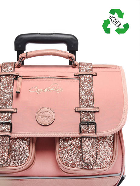 Wheeled Schoolbag For Kids 2 Compartments Cameleon Pink vintage fantasy CR38 other view 3