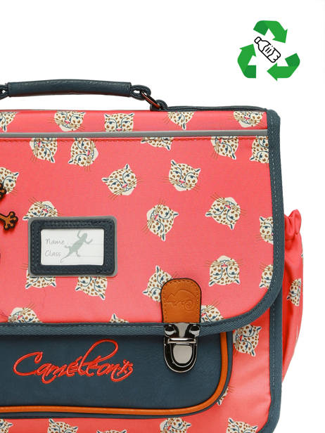Satchel For Kids 2 Compartments Cameleon Pink retro CA38 other view 2