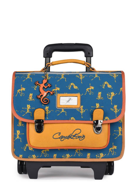Cartable  Roulettes 2 Compartiments Cameleon Bleu retro PBRECR35