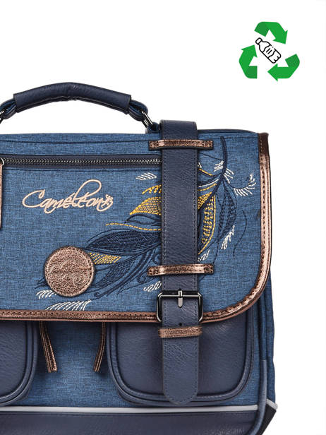 Cartable 2 Compartiments Cameleon Bleu vintage fantasy PBVGCA35 vue secondaire 3