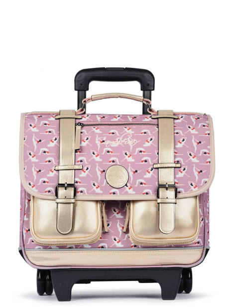 Boekentas Op Wieltjes Meisje 2 Compartimenten Cameleon Roze vintage fantasy PBVGCR38