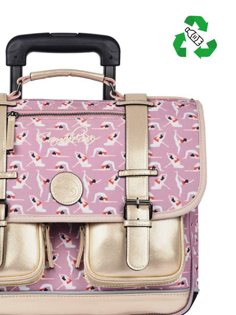 Schoolbag On Wheels For Kids 2 Compartments Cameleon Pink vintage fantasy PBVGCR38 other view 2