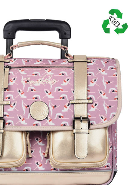 Boekentas Op Wieltjes Meisje 2 Compartimenten Cameleon Roze vintage fantasy PBVGCR38 ander zicht 2