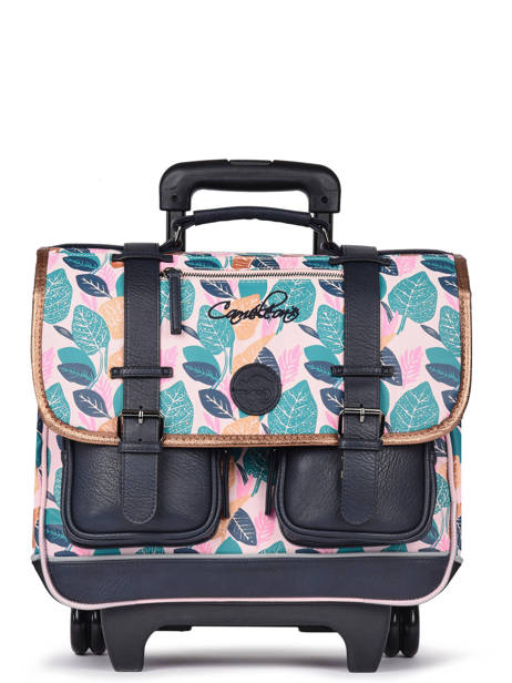 Schoolbag On Wheels For Kids 2 Compartments Cameleon Pink vintage fantasy PBVGCR38