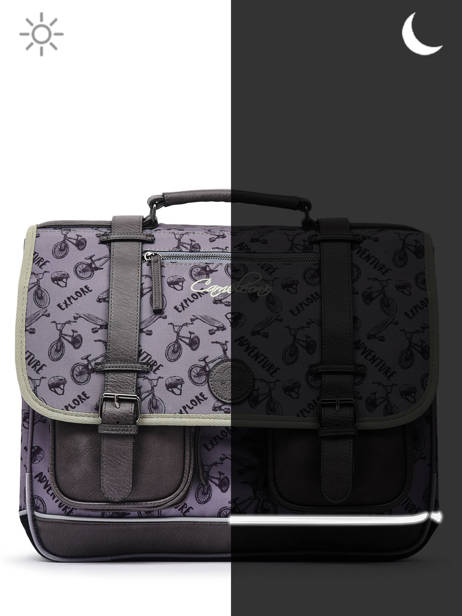 Cartable 2 Compartiments Cameleon Gris vintage urban PBVBCA35 vue secondaire 7