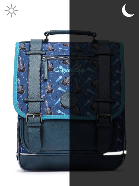 Rugzak 2 Compartimenten Cameleon Blauw vintage urban PBVBSD38 ander zicht 8